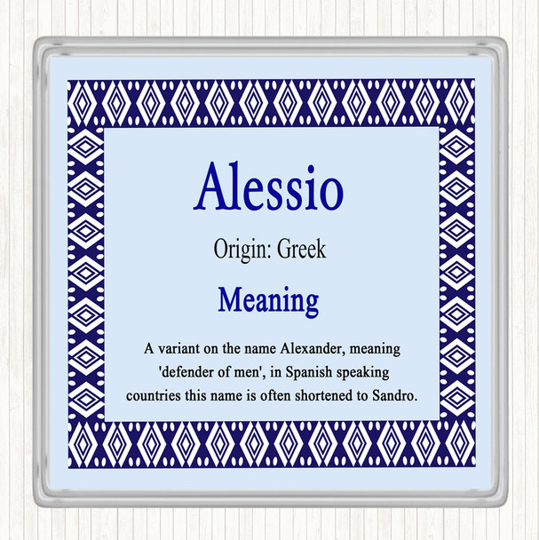 Alessio Name Meaning Coaster Blue