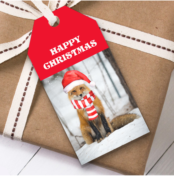 Cute Snowy Red Fox Christmas Gift Tags