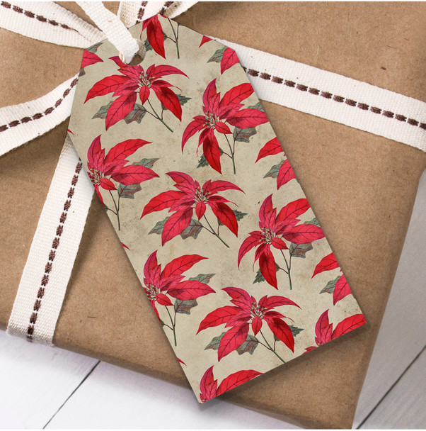 Rustic Red Flower Christmas Gift Tags