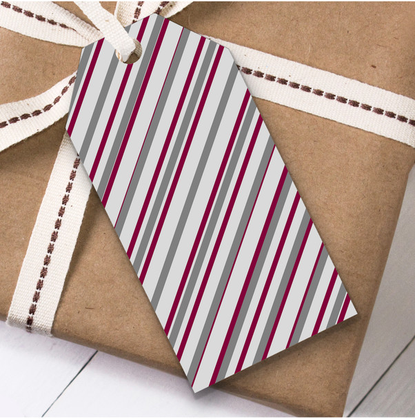 Grey Red Stripes Christmas Gift Tags