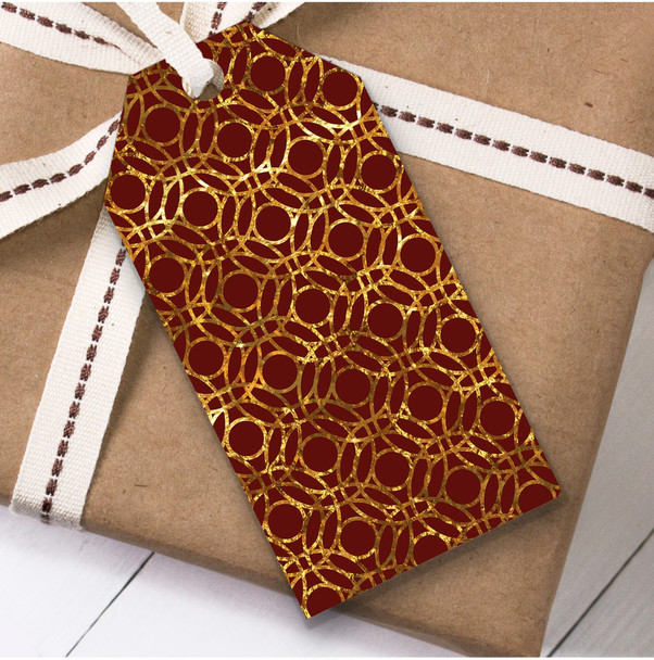 Red Gold Swirls Christmas Gift Tags