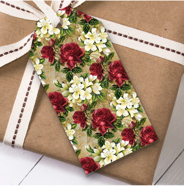 Rustic Red Rose Christmas Gift Tags