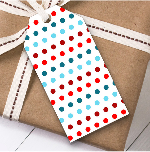 Red Blue Spots Christmas Gift Tags