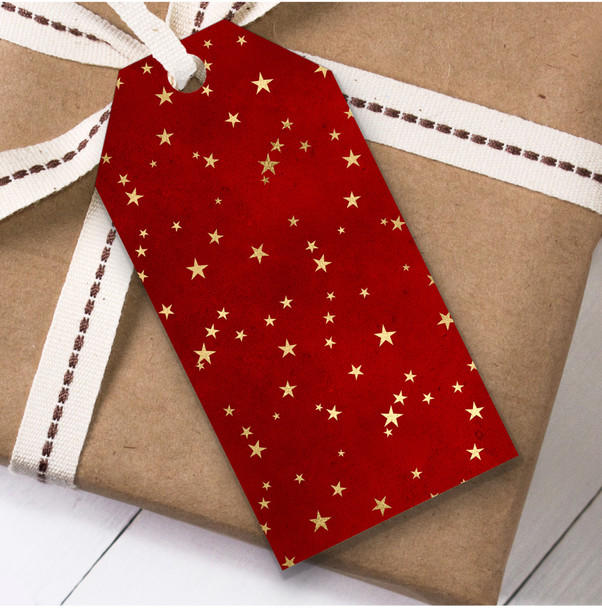 Red Gold Stars Christmas Gift Tags
