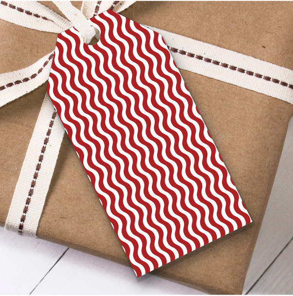 Red White Wave Christmas Gift Tags