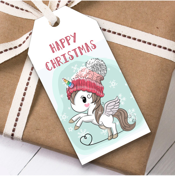 Unicorn In Hat Christmas Gift Tags