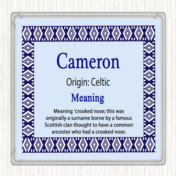 Cameron Name Meaning Coaster Blue