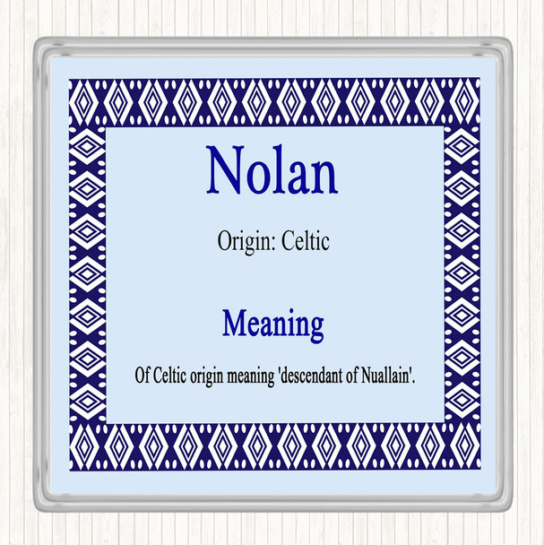 Nolan Name Meaning Coaster Blue