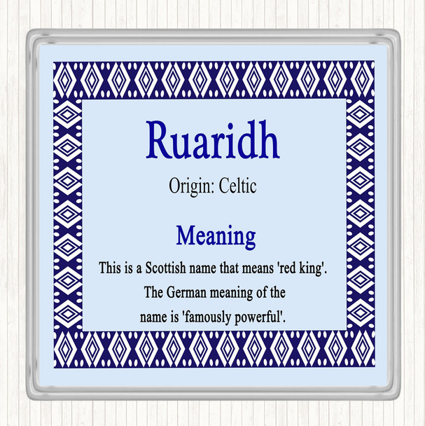 Ruaridh Name Meaning Coaster Blue