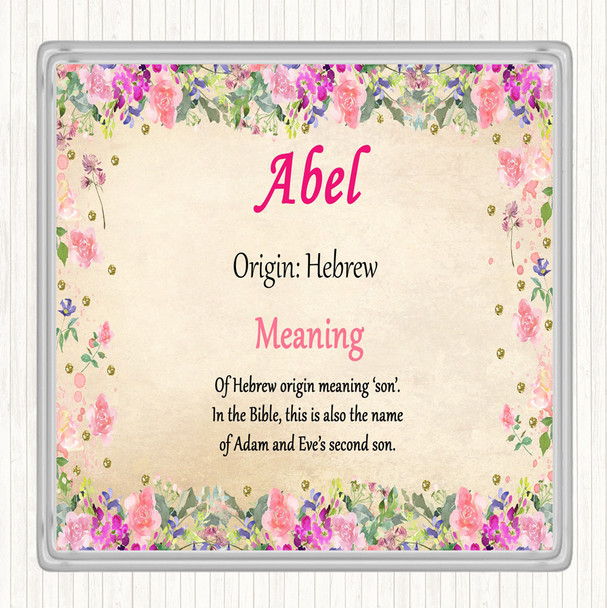Abel Name Meaning Coaster Floral Abel Name Meaning Coaster Floral