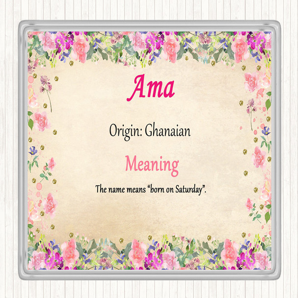 Ama Name Meaning Coaster Floral