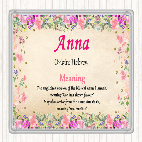 Anna Name Meaning Coaster Floral