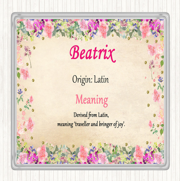 Beatrix Name Meaning Coaster Floral