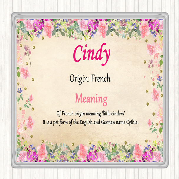 Cindy Name Meaning Coaster Floral