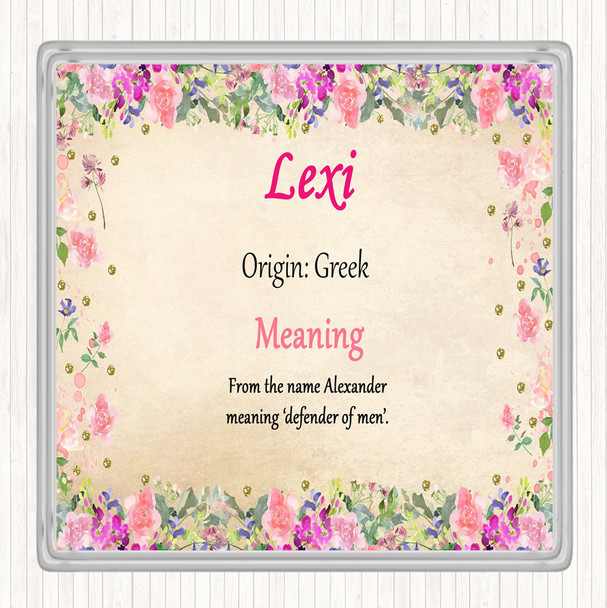 Lexi Name Meaning Coaster Floral