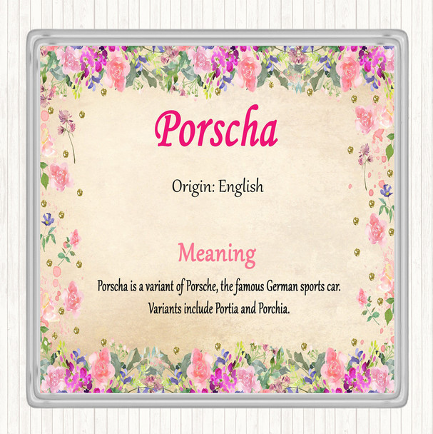 Porscha Name Meaning Coaster Floral