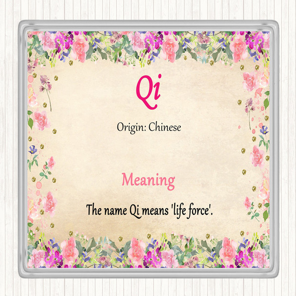 Qi Name Meaning Coaster Floral