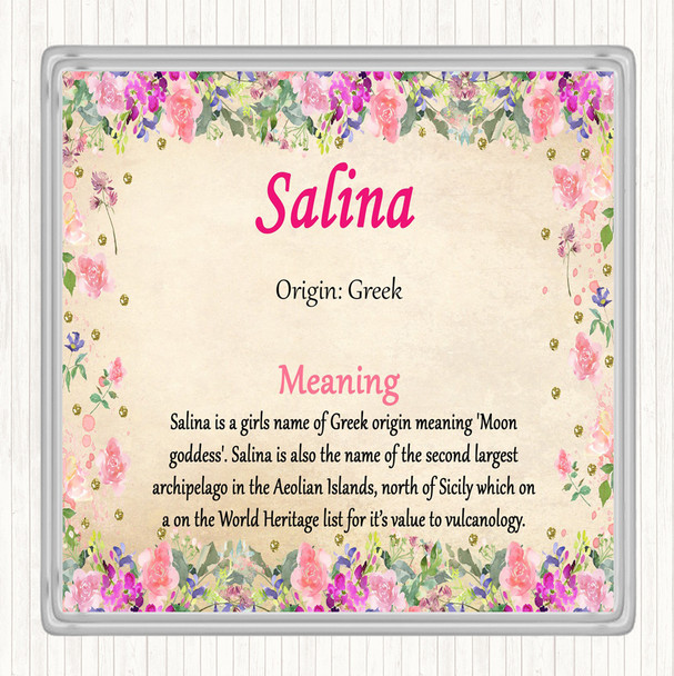 Salina Name Meaning Coaster Floral