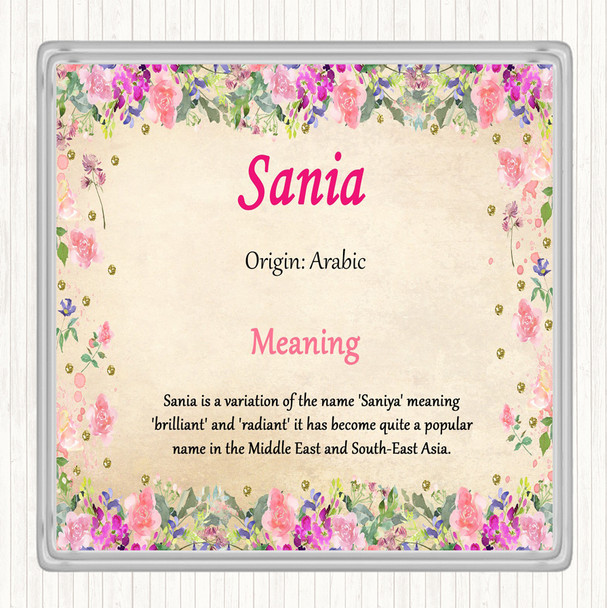 Sania Name Meaning Coaster Floral