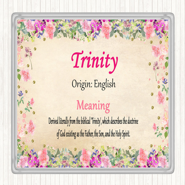 Trinity Name Meaning Coaster Floral