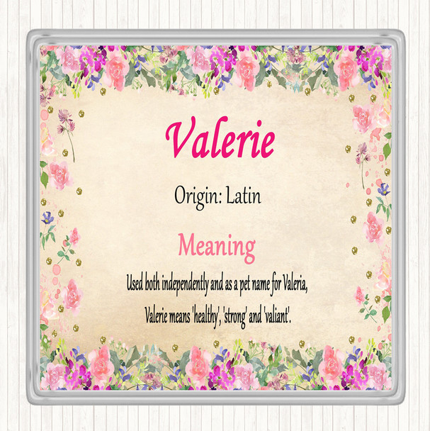 Valerie Name Meaning Coaster Floral