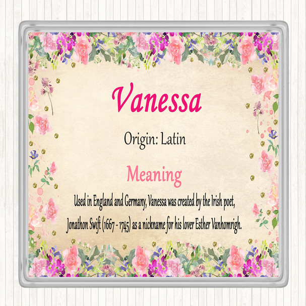 Vanessa Name Meaning Coaster Floral