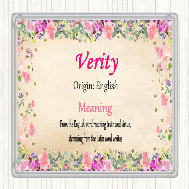 Verity Name Meaning Coaster Floral