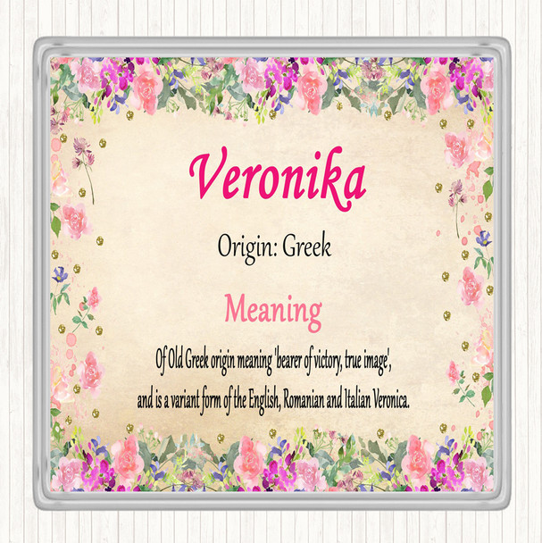 Veronika Name Meaning Coaster Floral