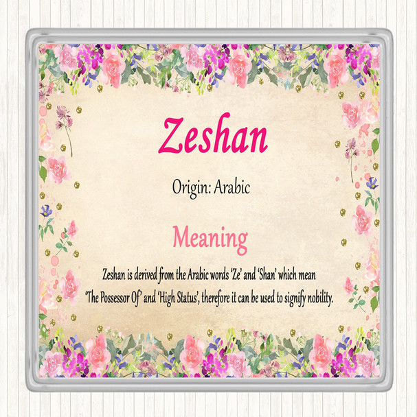 Zeshan Name Meaning Coaster Floral