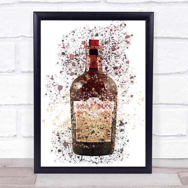 Watercolour Splatter Dram Whiskey Liqueur Bottle Wall Art Print