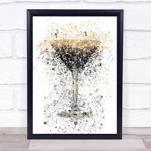 Watercolour Splatter Expresso Martini Cocktail Glass Wall Art Print