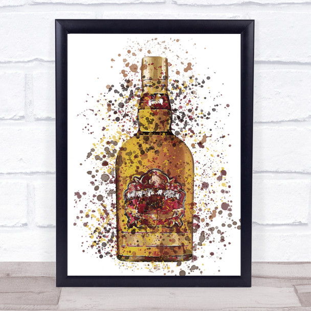 Watercolour Splatter Royal Whiskey Bottle Wall Art Print