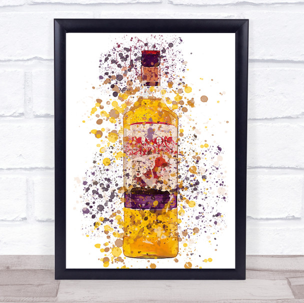 Watercolour Splatter Scottish Bird Whiskey Bottle Wall Art Print