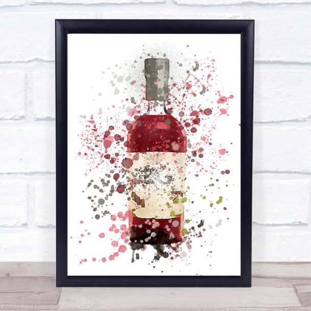 Watercolour Splatter Scottish Plum Gin Bottle Wall Art Print