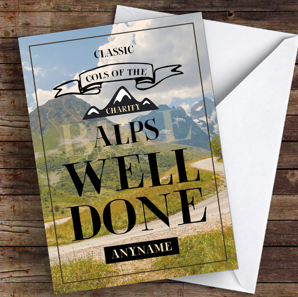 Cols Of The Alps Charity Bike Well Done Personalised Greetings Card