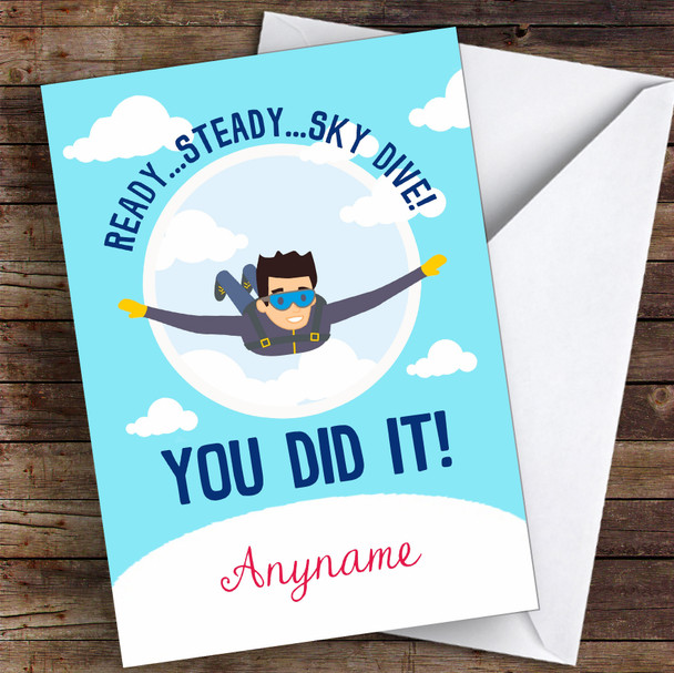 Sky Diving Challenge Male You Did It Personalised Greetings Card