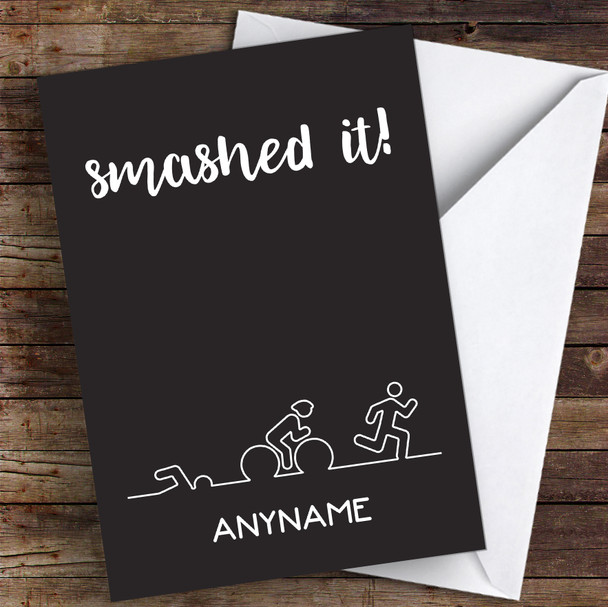 Triathlon Line Style Smashed It Personalised Greetings Card