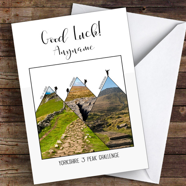 Yorkshire 3 Peaks Photographic Style Good Luck Personalised Good Luck Card