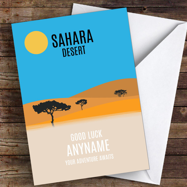 Sahara Desert Sun Acacia Trees Good Luck Personalised Good Luck Card