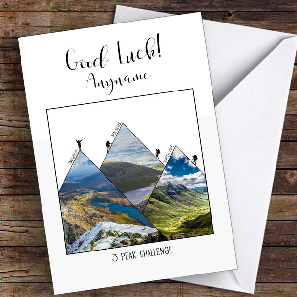 3 Peaks Photographic Style Good Luck Personalised Good Luck Card