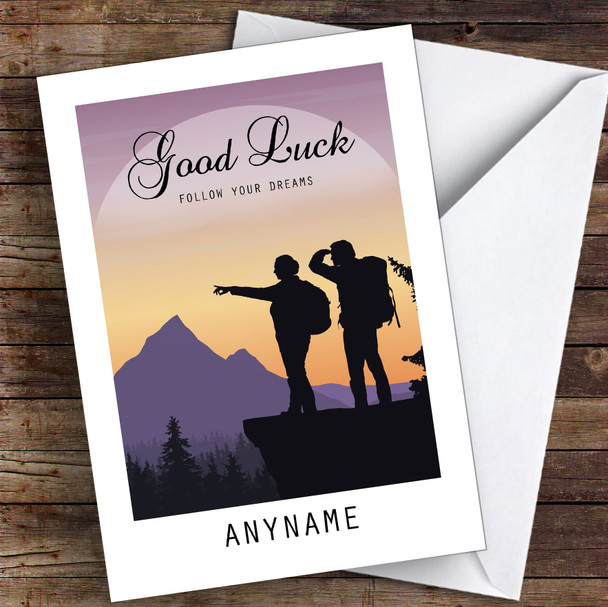 Hike Beautiful Silhouette Good Luck Personalised Good Luck Card