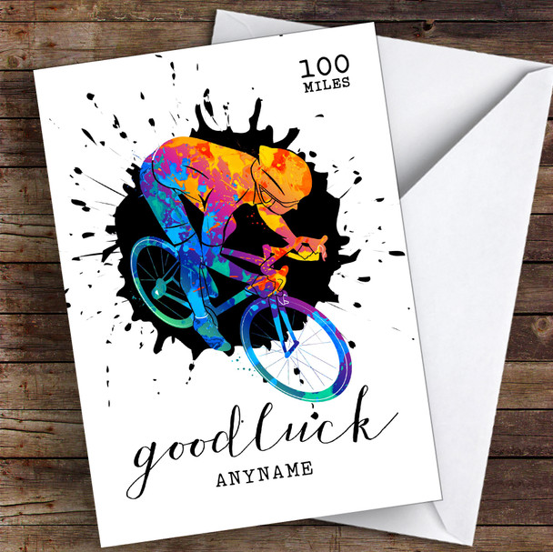 100 Mile Bike Challenge Good Luck Personalised Good Luck Card