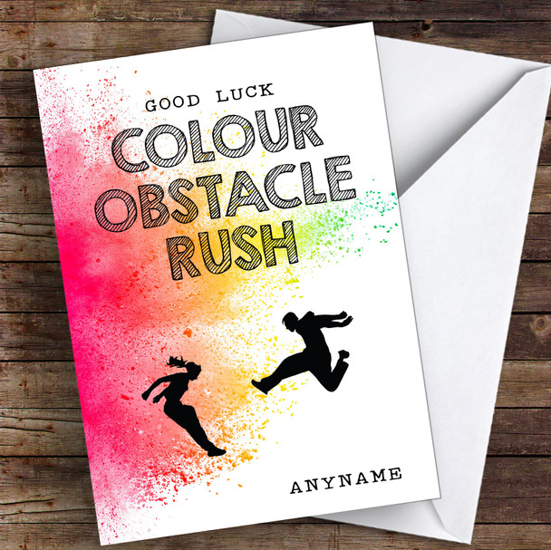 Colour Obstacle Rush Good Luck Personalised Good Luck Card