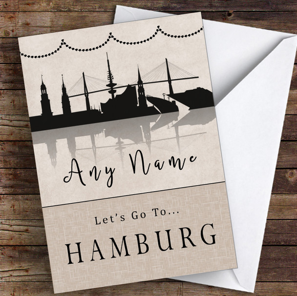 Surprise Let's Go To Hamburg Personalised Greetings Card