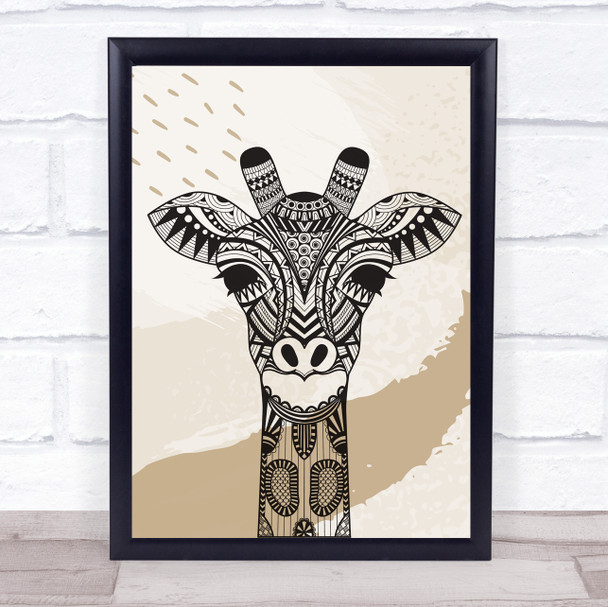 Hand Drawn Jungle Giraffe Framed Wall Art Print