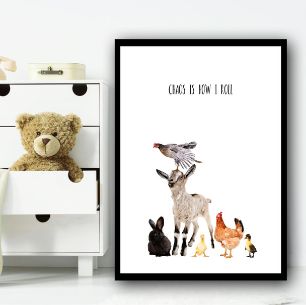 Animals Cute Is How I Roll Children's Nursery Bedroom Wall Art Print