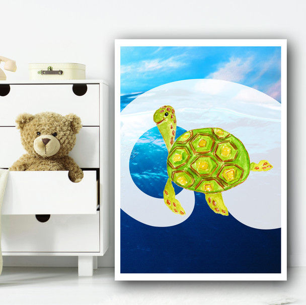 Under The Sea Turtle Children's Nursery Bedroom Wall Art Print
