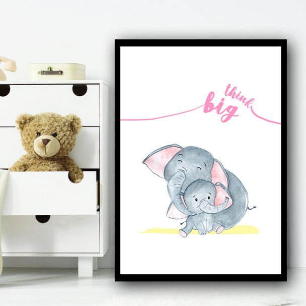 Zoo Elephants Children's Nursery Bedroom Wall Art Print