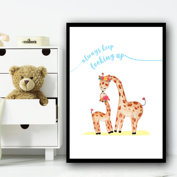 Zoo Giraffes Children's Nursery Bedroom Wall Art Print