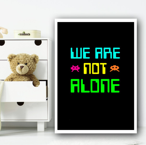 Space Invaders Neon 4 Children's Nursery Bedroom Wall Art Print